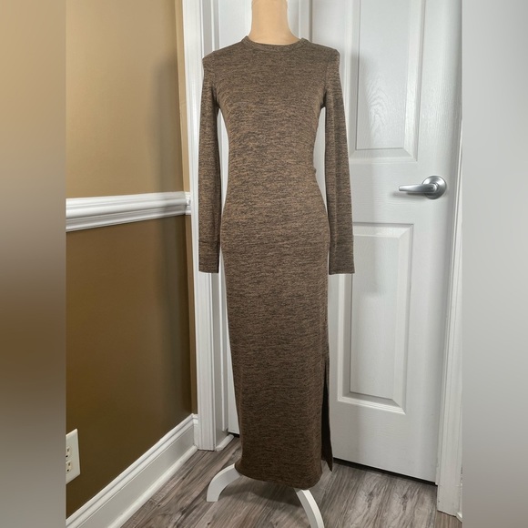 FRENCH CONNECTION Brown Black Space Dye Mélange Long Sleeve Sweater Dress Sz 8 - Picture 8 of 11